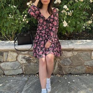 Elegant Floral Mini Dress in Pink